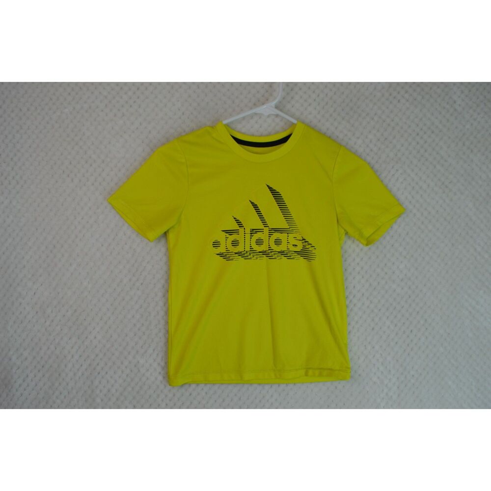 Adidas Aeroready Boys 6 BRT Yellow Dry Fit Short Sleeve Shirt